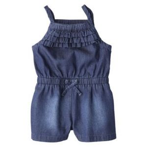 Baby Girl Ruffle Top Denim Romper